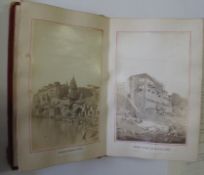 INDIA, PHOTOGRAPHY, a concertina album, 17 small 19th c. albumen views of Benares, full red morocco,