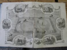 FRENCH MILITARY / CAVALRY PRINTS, a bound large folio album of single & double-page 18th c.
