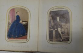 [PHOTOGRAPHS] small CDV album with approx. 30 cdv's incl. ROYALTY, MILITARY, etc. (1).
