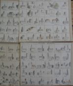 SWISS CANTON GRAUBUNDEN, 4 sheets of original ink & watercolour composite views, each sheet 7 x 9