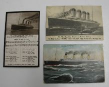 TITANIC POSTCARDS, 3 (2 b/w & 1 colour) (3).