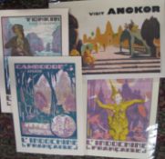 TRAVEL POSTERS, 3 x Cambodia & 1 Vietnam, modern pigment prints of 1930's posters (4).