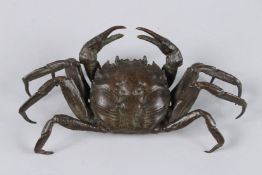 A JAPANESE OKIMONO BRONZE CRAB.