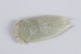 AA CHINESE JADE PENDANT OR AMULET resembling a CICADA. 6.5cms long x 3cms wide. 48grams.