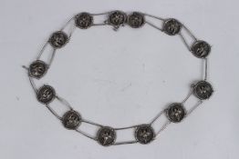 AN EGYPTIAN ISLAMIC ANTIQUE WHITE METAL BELT.