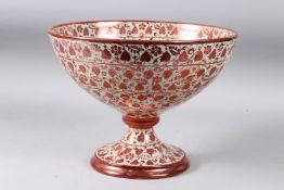 A RARE LARGE 19TH CENTURY HISPANO MORESQUE STYLE COPPER LUSTRE CANTAGALLI FOOTED BOWL. 10ins high