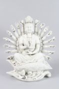 A CHINESE BLANC-DE-CHINE AVALOKITESHVARA STATUE.
