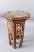 A FINE 19TH CENTURY OTTOMAN IVORY INLAID WOODEN MINIATURE TABLE. 14ins high. CITES Reference No.