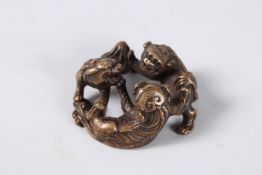 JAPANESE BRONZE FOO DOGS (2).