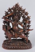 A TIBETAN BRONZE STATUE OF HAYAGRIVA.