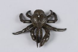 A JAPANESE OKIMONO BRONZE ATLANTIC CRAB with articulated leg.