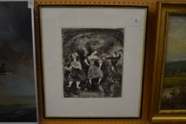 Marc Chagall, testament explained by Aesop, etching.