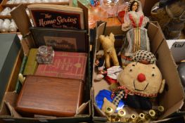 Miscellaneous collectables to include wooden jewellery box, glass inkwell, various toys and dolls