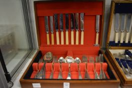 A cased part canteen of cutlery.