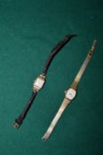 Ladies 18ct gold cased cocktail watch together with another wristwatch.