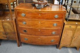 A 19th century mahogany and inlaid bow front four drawer chest. Submission reference PKUUVHND