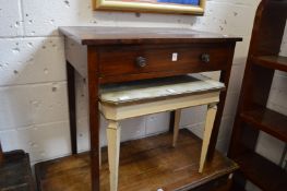 A mahogany single drawer side table.