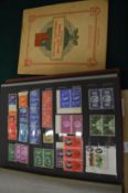 A stamp album and contents together with cigarette card album.