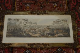 After Dean Wolstenholme, fox hunting, a set of four coloured aquatint prints in decorative gilt