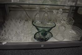 Glassware to include decanters, bowls etc.