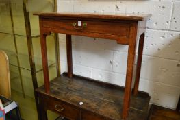 A George III mahogany single drawer side table.