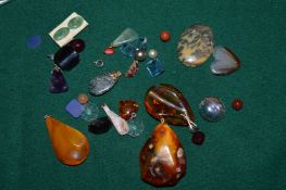 Various amber and other stones.