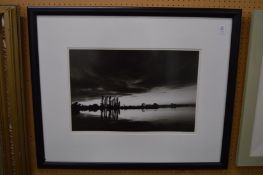 Evening view of a lake, exhibition photograph.