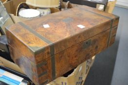 Victorian brass bound walnut writing slope.