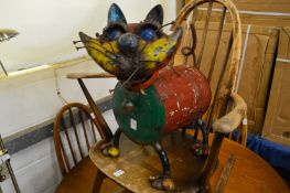 An unusual painted tin plate model of a cat.