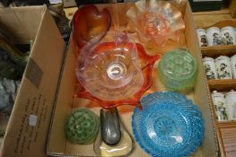 Colourful glassware.