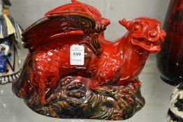 A good Royal Doulton flambe glazed model of a dragon.