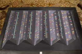 A three dimensional abstract oil on board.