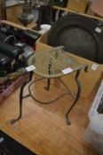 19th century brass and wrought iron pot stand.