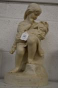 A Copeland Parian ware figure group 'go to sleep'.