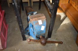 A large mechanics vise.