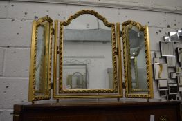 A gilt wood folding dressing table mirror.