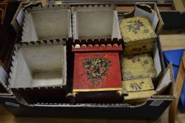 A set of four Toleware small jardinieres and similar boxes.