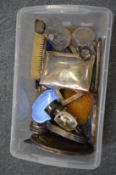 Small items of silverware to include dressing table items, cigarette box, photograph frames etc.