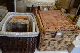 Picnic hamper and wicker basket.