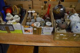 A collection of studio pottery and other china and glass etc.