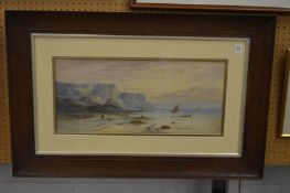 Mayon, fishing boats on a beach, watercolour.