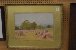 George Marks, a Warwickshire cornfield, watercolour.