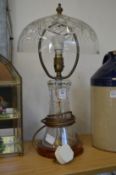 Cut glass table lamp.