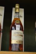 A bottle of Rastignac XO cognac, boxed.