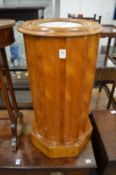 A good Victorian satinwood and marble cylinder pot cupboard.