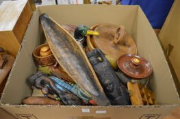 Quantity of wooden items and other collectables to include carved and painted ducks, wooden boxes,