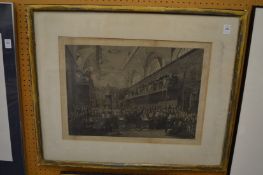 View of the interior of the House of Lords, stipple engraving.