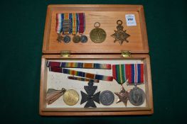 Various medals to include a good set of miniatures, one mounted with eight bars for North Sea and