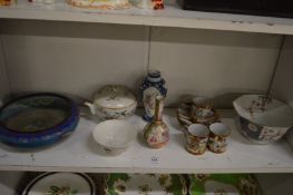 A group of Oriental ceramics and a cloisonne bowl.
