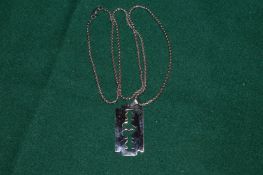 Stainless steel razor pendant and chain.